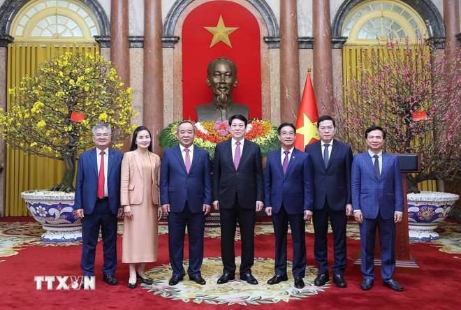 Chủ tịch nước Lương Cường chúc Tết cán bộ Văn phòng Chủ tịch nước